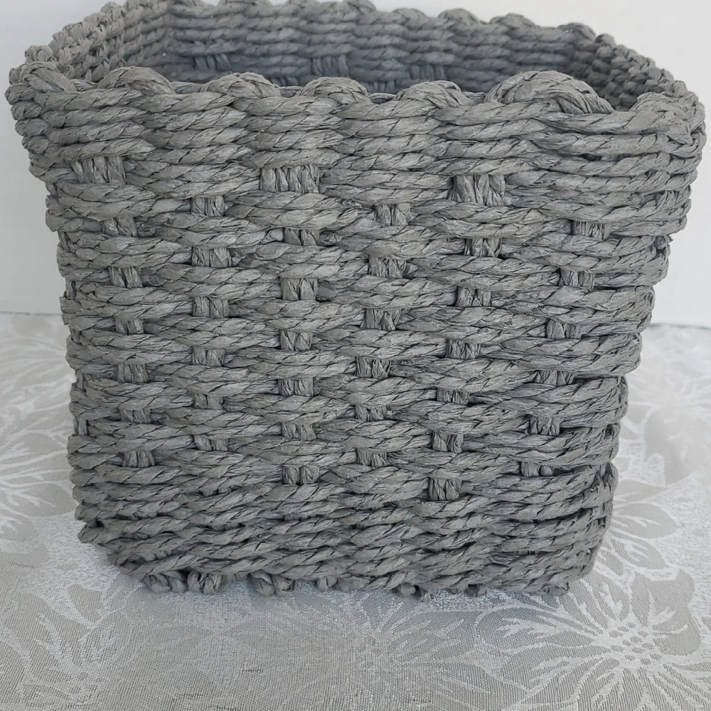 Elegant Gray Woven Storage Basket